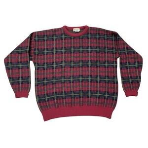 Vintage LL Bean 100% Wool Knit Sweater Men's Size X-Large Red Winter Warm Casual